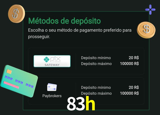 O cassino 83h oferece uma grande variedade de métodos de pagamento
